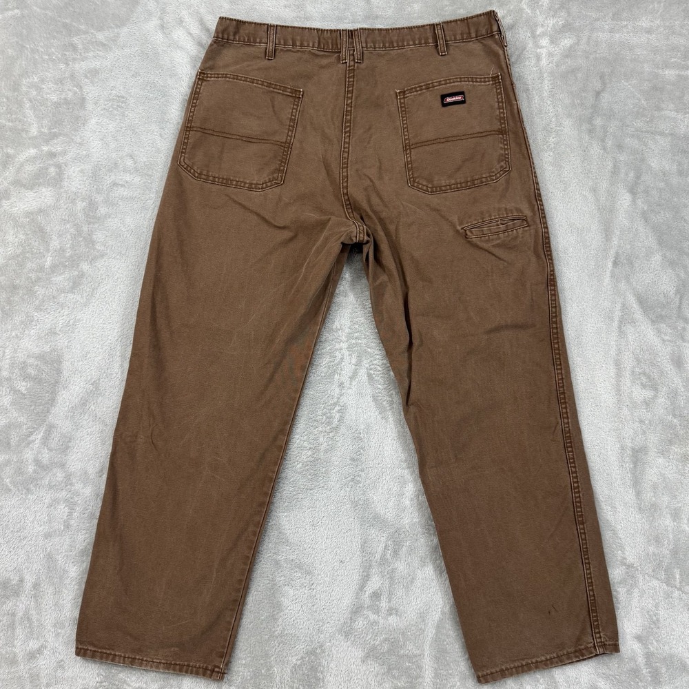 Dickies Pants Mens 39x30 Brown Duck Canvas Carpenter Utility Relaxed‎ Workwear